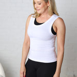 Faye Cropped Seamless Round Neck Tank Top - White