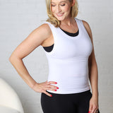 Faye Cropped Seamless Round Neck Tank Top - White