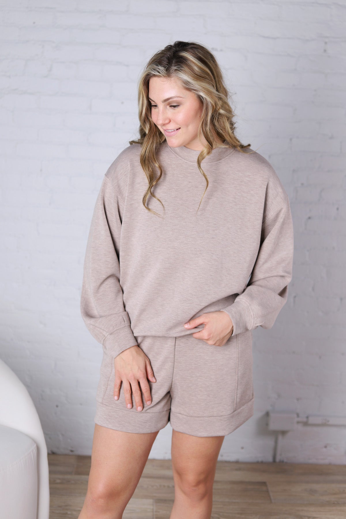 Faylen Modal Luxe Casual Shorts - Heather Taupe FINAL SALE
