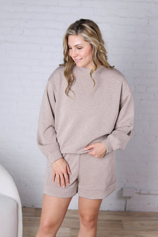 Faylen Modal Luxe Casual Shorts - Heather Taupe FINAL SALE