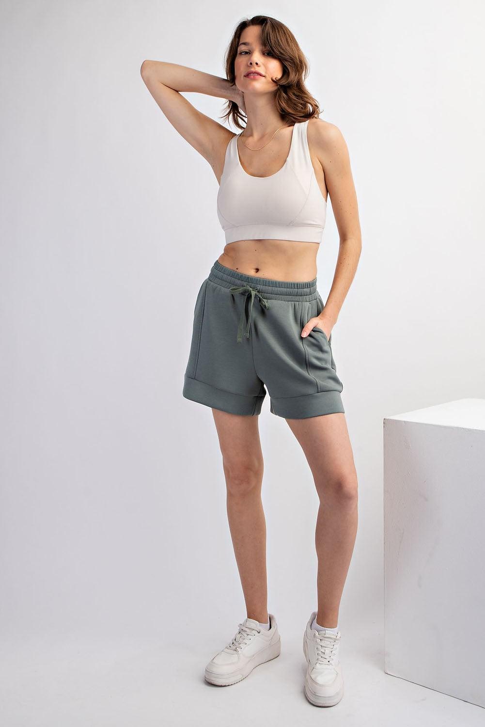 Faylen Modal Luxe Casual Shorts - Sage Leaf