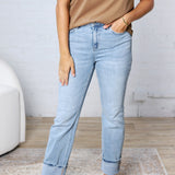 Fehyre High Rise Straight Jeans - Mutted Indigo