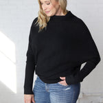 Felicia Slouch Neck Dolman Pullover - Black