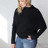 Felicia Slouch Neck Dolman Pullover - Black