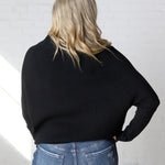 Felicia Slouch Neck Dolman Pullover - Black