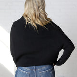 Felicia Slouch Neck Dolman Pullover - Black