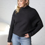 Felicia Slouch Neck Dolman Pullover - Charcoal