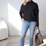 Felicia Slouch Neck Dolman Pullover - Charcoal