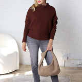 Felicia Slouch Neck Dolman Pullover - Chocolate