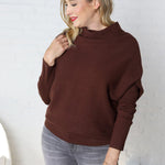 Felicia Slouch Neck Dolman Pullover - Chocolate