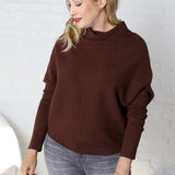 Felicia Slouch Neck Dolman Pullover - Chocolate