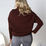 Felicia Slouch Neck Dolman Pullover - Chocolate