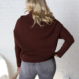 Felicia Slouch Neck Dolman Pullover - Chocolate