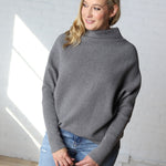 Felicia Slouch Neck Dolman Pullover - Dk Grey