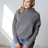 Felicia Slouch Neck Dolman Pullover - Dk Grey