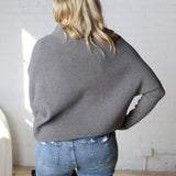 Felicia Slouch Neck Dolman Pullover - Dk Grey