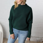 Felicia Slouch Neck Dolman Pullover - Hunter Green