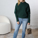 Felicia Slouch Neck Dolman Pullover - Hunter Green