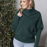 Felicia Slouch Neck Dolman Pullover - Hunter Green