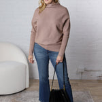 Felicia Slouch Neck Dolman Pullover - Latte