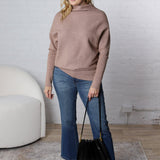 Felicia Slouch Neck Dolman Pullover - Latte