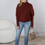 Felicia Slouch Neck Dolman Pullover - Maroon