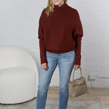 Felicia Slouch Neck Dolman Pullover - Maroon