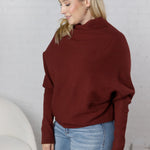 Felicia Slouch Neck Dolman Pullover - Maroon