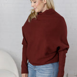 Felicia Slouch Neck Dolman Pullover - Maroon