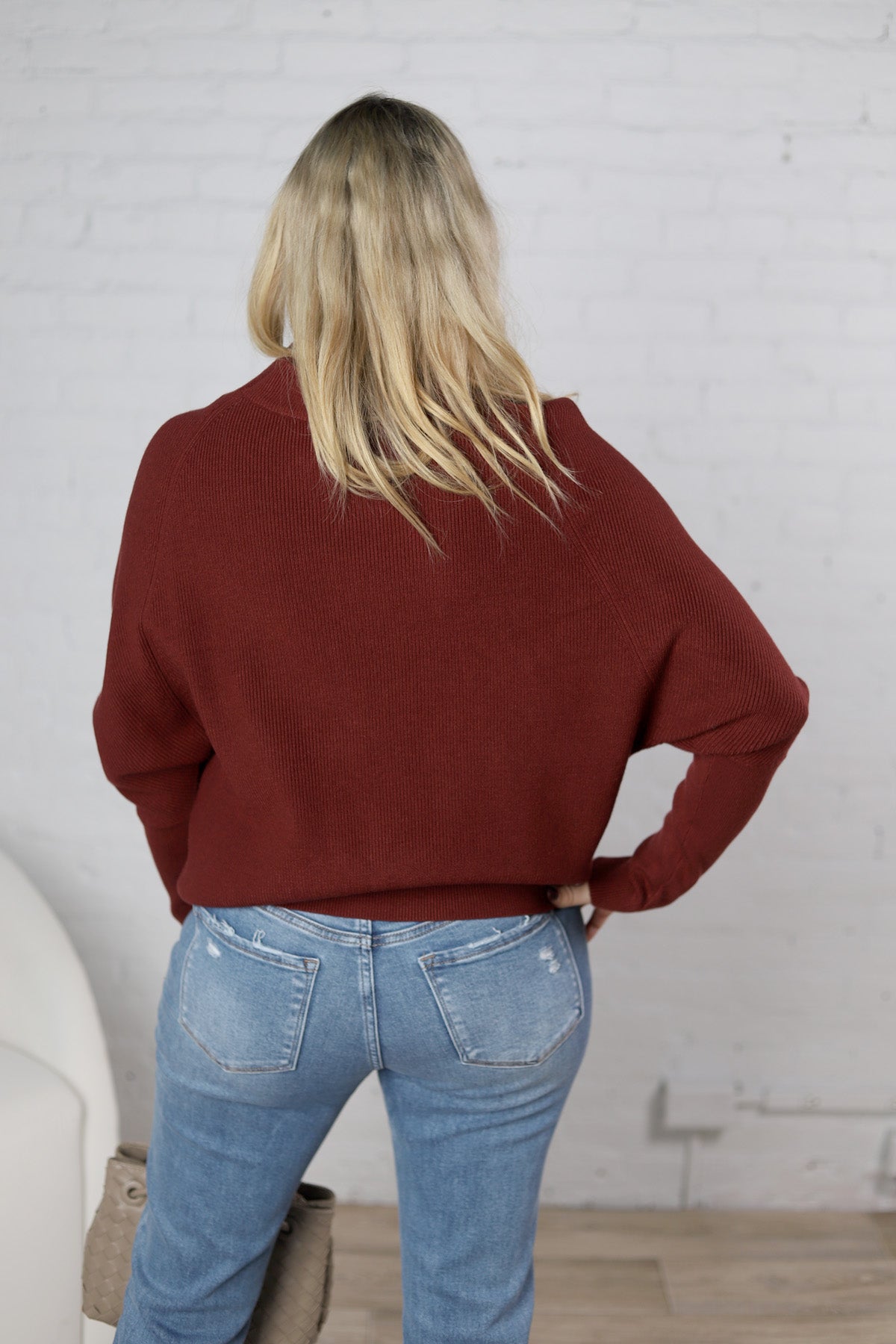 Felicia Slouch Neck Dolman Pullover - Maroon