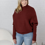 Felicia Slouch Neck Dolman Pullover - Maroon