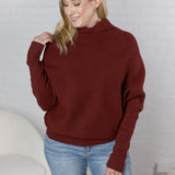 Felicia Slouch Neck Dolman Pullover - Maroon