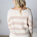 Feona Chunky Knit Striped Sweater - Mocha