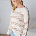 Feona Chunky Knit Striped Sweater - Mocha