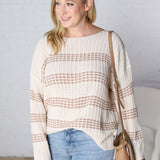 Feona Chunky Knit Striped Sweater - Mocha - FINAL SALE