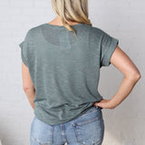 Fia Hacci Rolled Up Sleeve Tee - Ash Jade