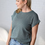 Fia Hacci Rolled Up Sleeve Tee - Ash Jade