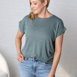 Fia Hacci Rolled Up Sleeve Tee - Ash Jade