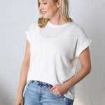 Fia Hacci Rolled Up Sleeve Tee - Ivory