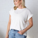 Fia Hacci Rolled Up Sleeve Tee - Ivory