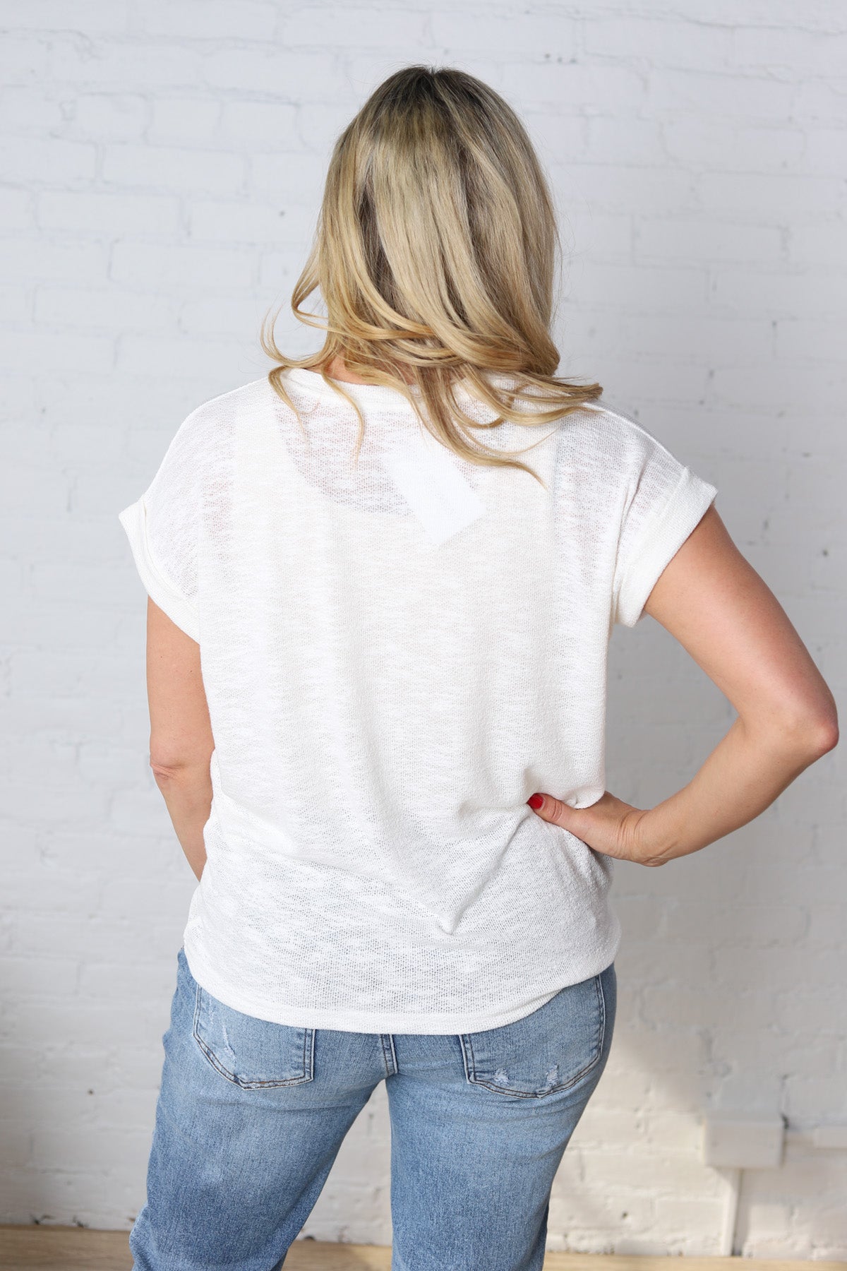 Fia Hacci Rolled Up Sleeve Tee - Ivory