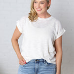 Fia Hacci Rolled Up Sleeve Tee - Ivory