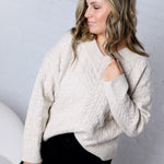 Finlee V-Neck Cable Knit Sweater - Taupe