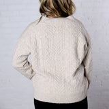 Finlee V-Neck Cable Knit Sweater - Taupe FINAL SALE