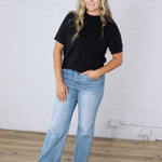Finley Scalloped Pointelle Knit Sweater - Black