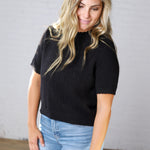 Finley Scalloped Pointelle Knit Sweater - Black