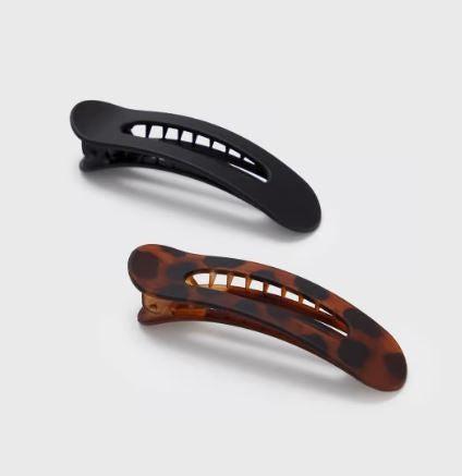 Flat Lay Claw Clip 2 Piece - Black & Tortoise