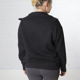 Flora Mock Neck Quarter Zip Sweatshirt - Black