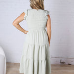 Florence Flutter Sleeve Smocked Midi Dress - Olive