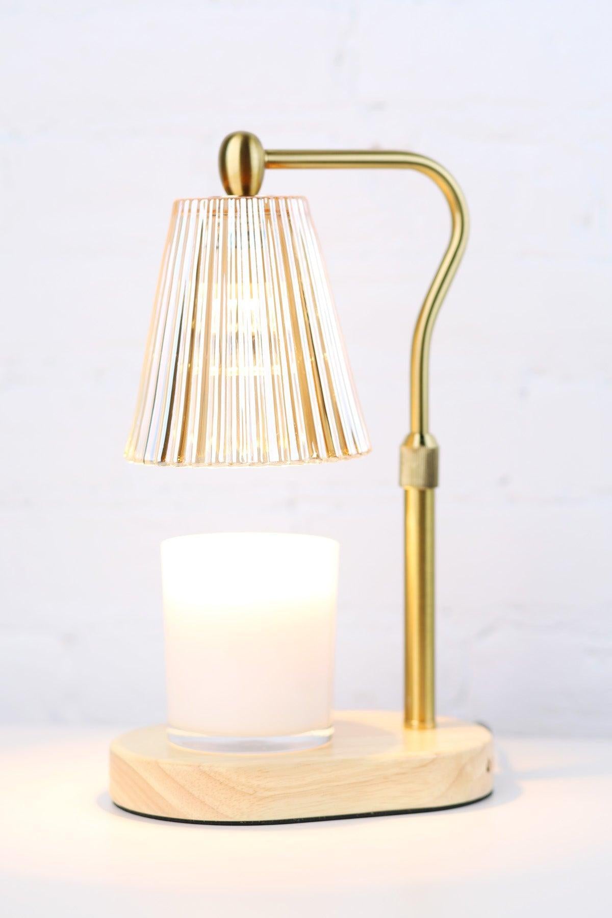 Fluted Amber Glass Candle Warmer Lamp